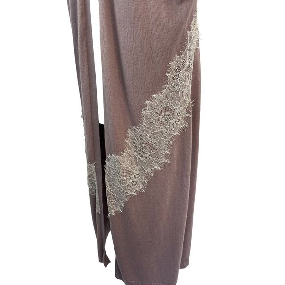 Soma Lace Long Cardigan Duster Ladies Size Large Mauve and Lace Evening Casual L - Picture 3 of 8